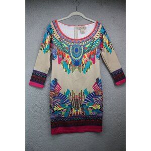 Flying Tomato 3/4 Sleeve Southwestern Dress-Size Large